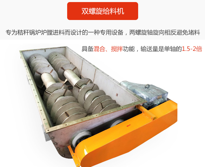 雙螺旋給料機采用雙軸設計，具備混合、攪拌功能。
